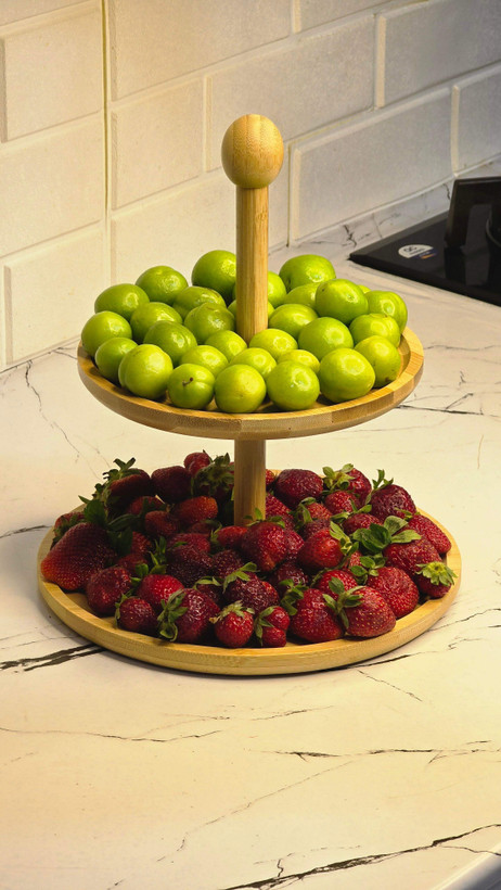 شیرینی خوری 2 طبقه گرد بامبو